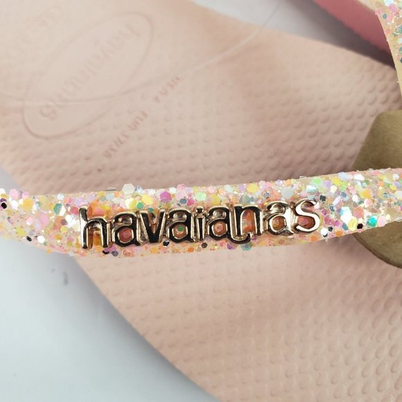 Havaianas Slim Gloss Light Pink Flip Flops Glitter Ballet Rose 6 - Picture 3 of 5